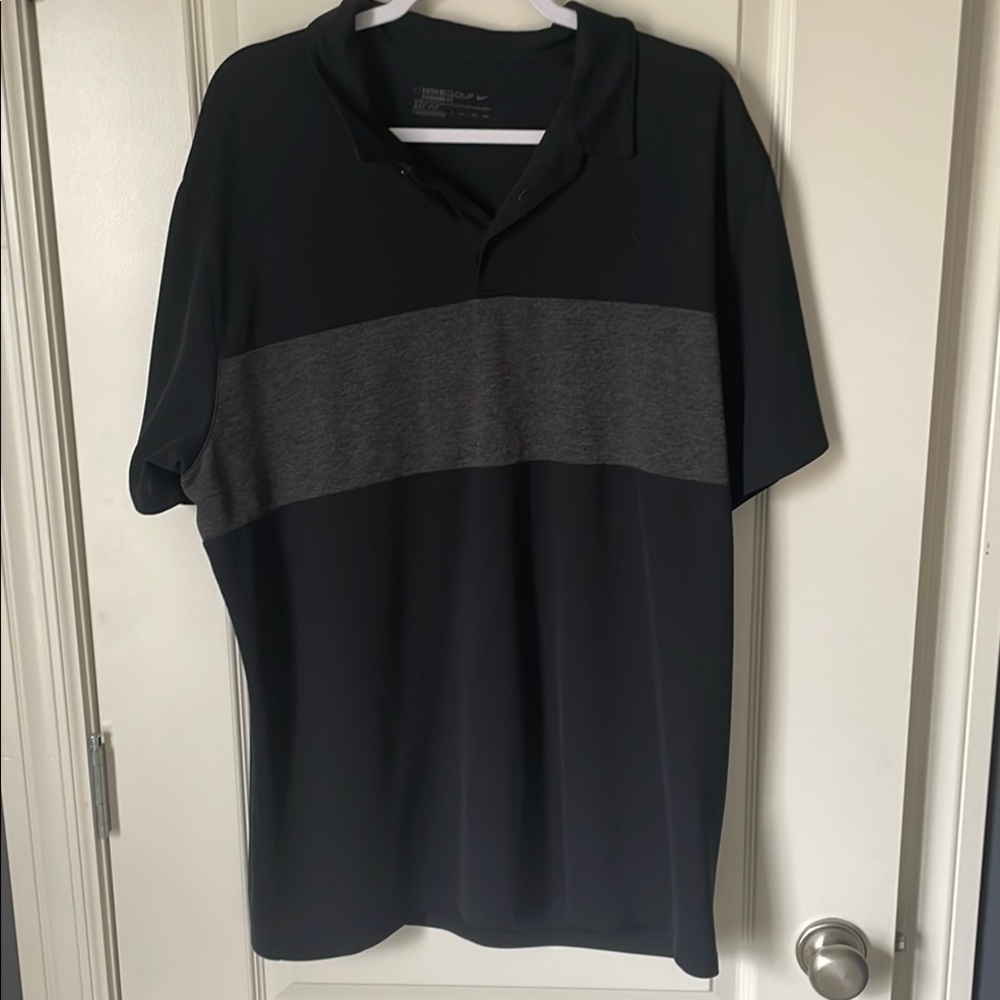 Men's Black and Gray Polo Shirt